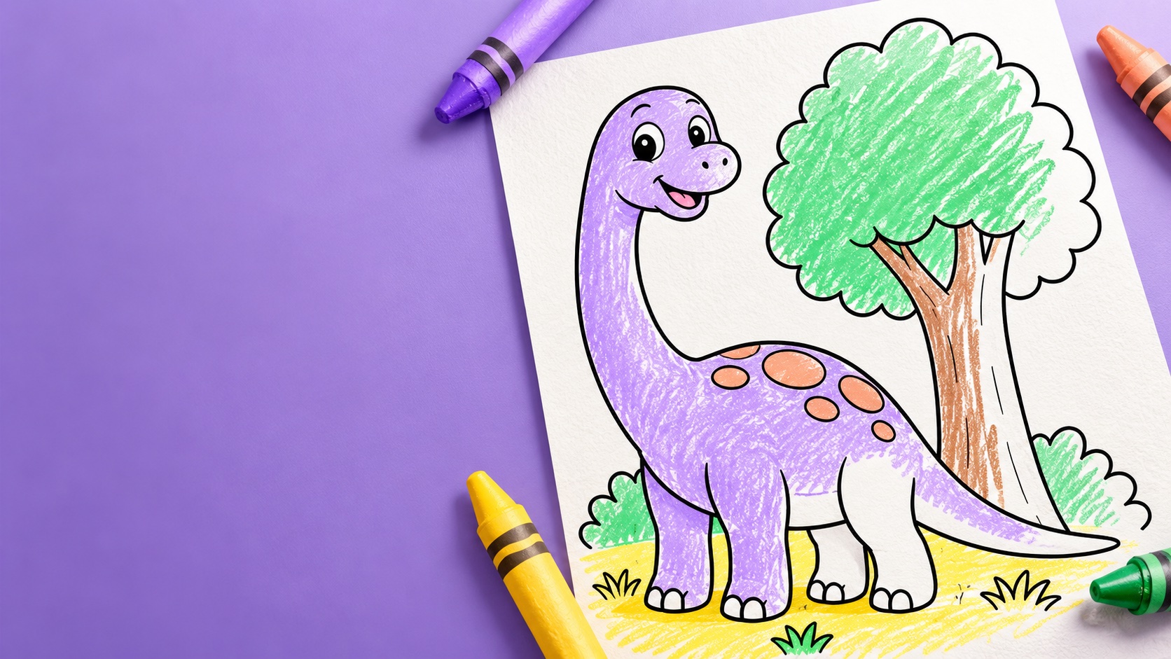 DoodleBloom’s smiling dinosaur coloring page.
